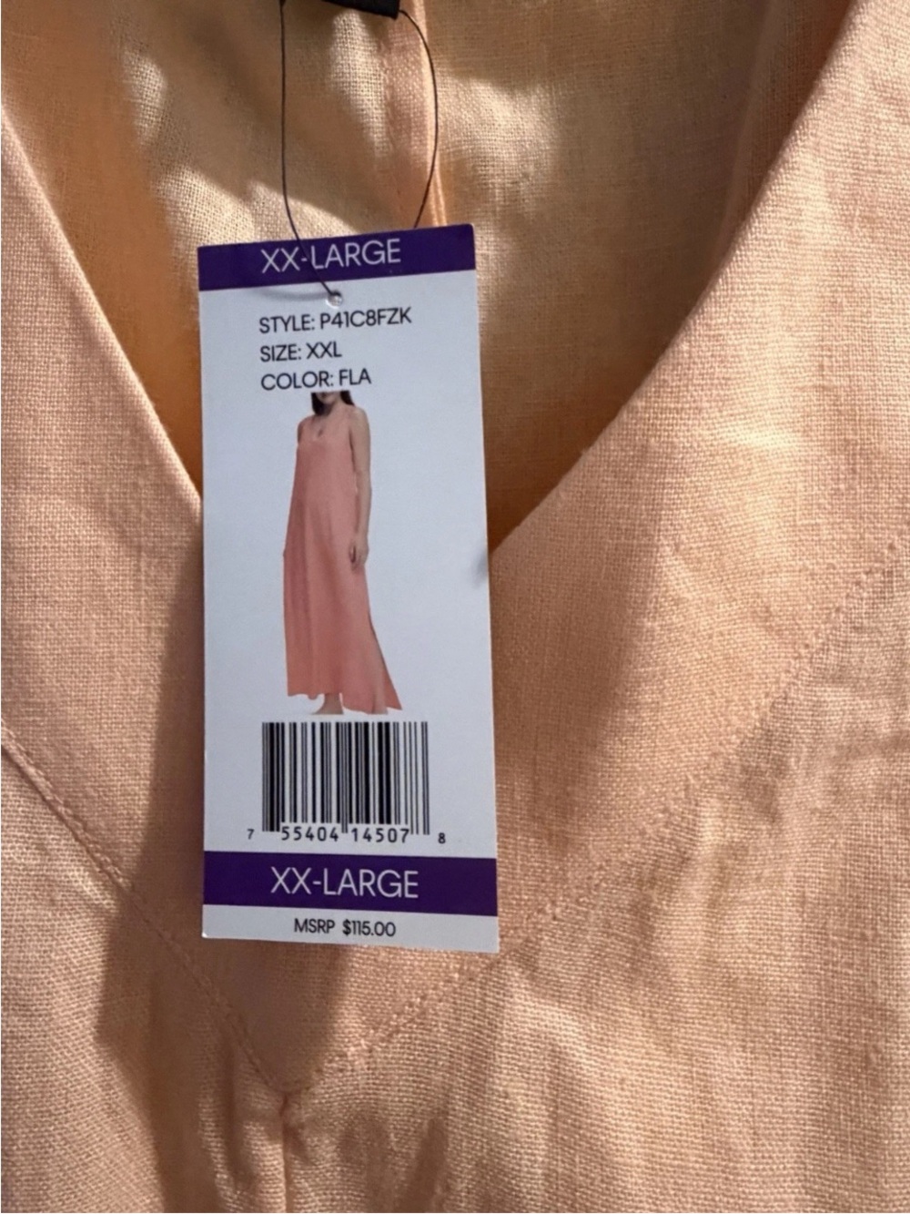 DKNYC Sleeveless Peach Maxi linen Dress xxl - Picture 5 of 6